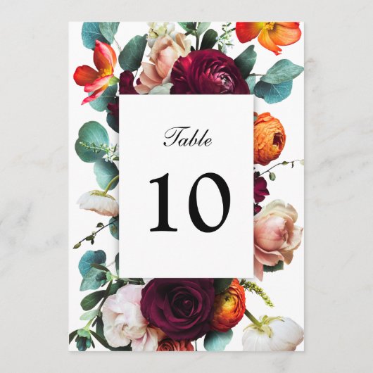 新しい秋フローラエレガントテーブル番号 (裏面)