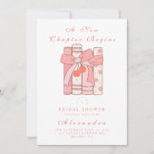 新しい章がさくらんぼボウのピンクのブライダルシャワーを始める 招待状 (正面)