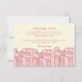 新しい章がコケット弓ブライダルシャワーを始める サンキューカード (正面)