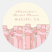 新しい章がコケット弓ブライダルシャワーを始める ラウンドシール (正面)