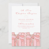 新しい章がコケット弓ブライダルシャワーを始める 招待状 (正面)