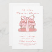 新しい章がピンクの本を始め、弓を引く 招待状 (正面/裏面)