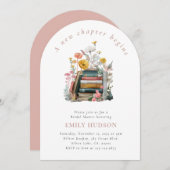 新しい章がフローラ書ブライダルシャワー 招待状 (正面/裏面)