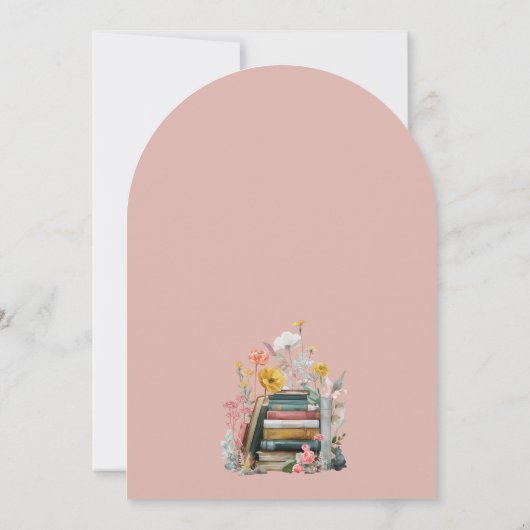 新しい章がフローラ書ブライダルシャワー 招待状 (裏面)