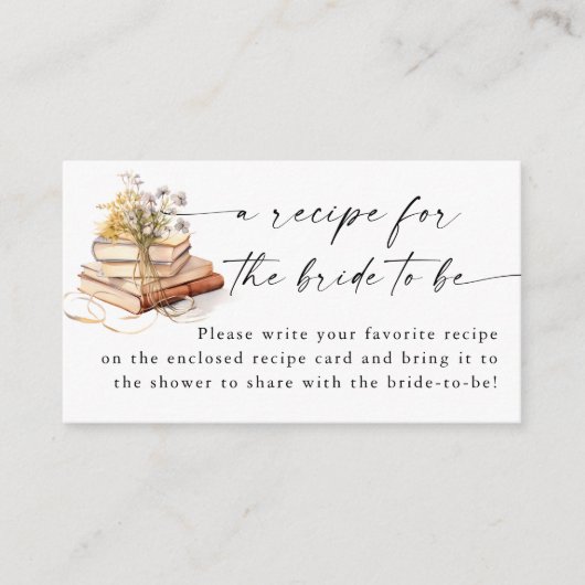 新しい章がブライダルシャワーレシピ要求を開始 エンクロージャーカード (正面)