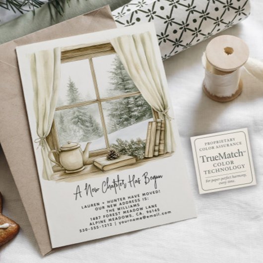 新しい章が冬の水の色の休日を開始した 案内ポストカード