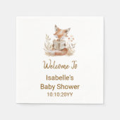 新しい章が始まるキツネストーリーブックベビーシャワー スタンダードカクテルナプキン (正面)