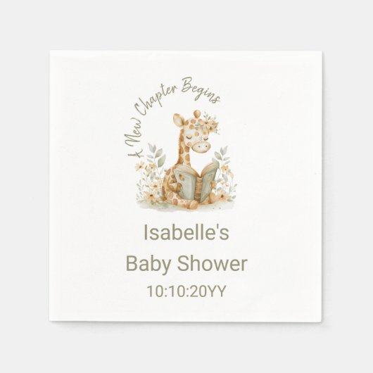 新しい章が始まるキリン・ストーリーブック赤ちゃんシャワー スタンダードカクテルナプキン (正面)