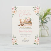 新しい章が始まるテディベア赤ちゃんシャワー少女 招待状 (スタンド正面)