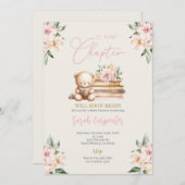 新しい章が始まるテディベア赤ちゃんシャワー少女 招待状 (正面/裏面)