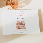 新しい章が始まるピンクのボウ本ベビーシャワー ゲストブック