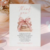 新しい章が始まるピンクのボウ本ベビーシャワー サンキューカード