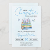 新しい章が始まるフローラブック少年の赤ちゃんシャワー 招待状 (正面/裏面)