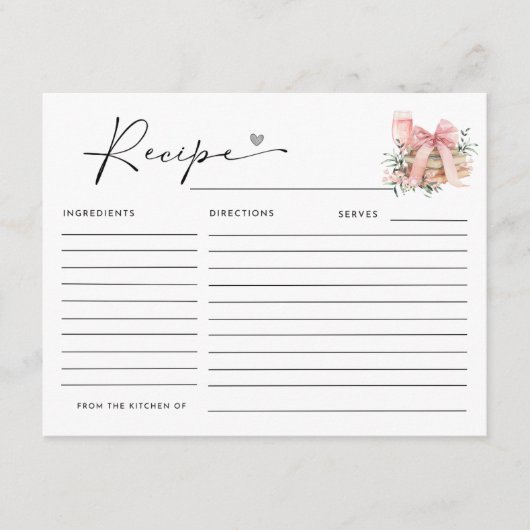 新しい章が始まるブライダルシャワーレシピ エンクロージャーカード (正面)
