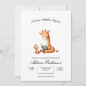 新しい章が始まる本テーマキリン赤ちゃんシャワー 招待状 (正面)