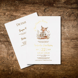 新しい章が始まる本ベビーシャワーQRコード 箔招待状