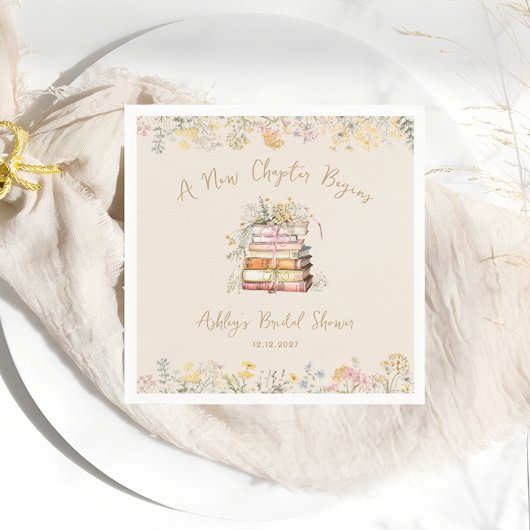 新しい章が始まる素朴ブライダルシャワー スタンダードカクテルナプキン