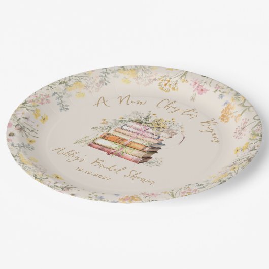 新しい章が始まる素朴ブライダルシャワー ペーパープレート (アングル)