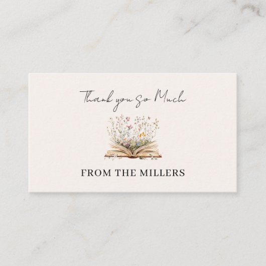 新しい章が始まる赤ちゃんシャワーありがとう エンクロージャーカード (正面)