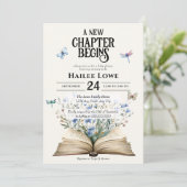 新しい章が始まる赤ちゃんシャワー青い野花 招待状 (スタンド正面)