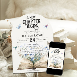 新しい章が始まる赤ちゃんシャワー青い野花 招待状