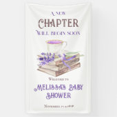 新しい章が始まる ストーリーブック ブック テーマのベビーシャワー 横断幕 (縦)