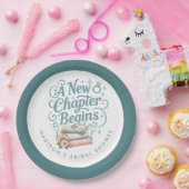 新しい章が始まる ティールグリッターのウェディングシャワーパーティー ペーパープレート (パーティー)