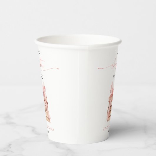 新しい章が始まる ピンクの蝶結びの本 ブライダルシャワー 紙コップ (右)