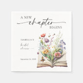 新しい章が始まる フラワーブック ブライダルシャワー スタンダードカクテルナプキン (正面)