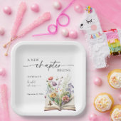 新しい章が始まる フラワーブック ブライダルシャワー ペーパープレート (パーティー)