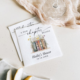 新しい章が始まる ブックテーマのブライズシャワー スタンダードカクテルナプキン