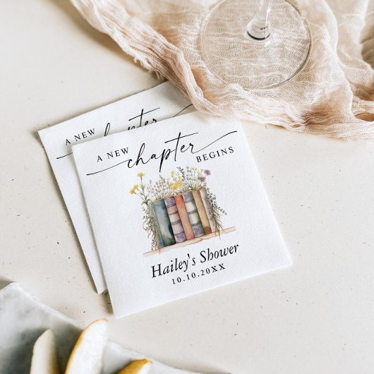 新しい章が始まる、ブックテーマのベビーシャワー スタンダードカクテルナプキン