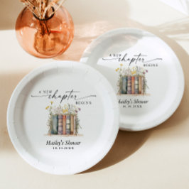 新しい章が始まる、ブックテーマのベビーシャワー ペーパープレート