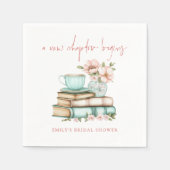 新しい章が始まる ブライダルシャワーの本の名前 スタンダードカクテルナプキン (正面)