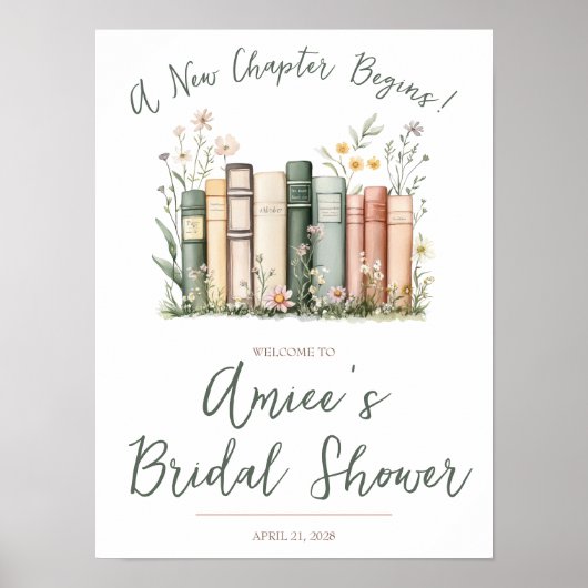 新しい章が始まる!ブライダルシャワーウェルカムサイン ポスター (正面)