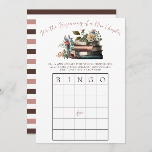 新しい章が始まる！ブライダルシャワービンゴゲーム 招待状 (正面/裏面)