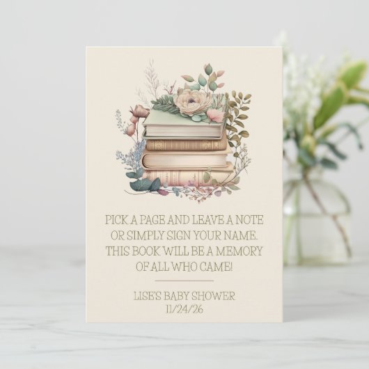 新しい章が始まる、ベイビーシャワーのゲストブックの詩 招待状 (スタンド正面)