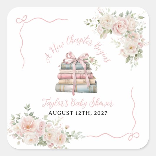 新しい章が始まる ベイビーシャワー スクエアシール (正面)