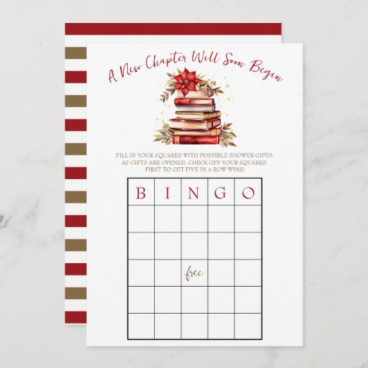 新しい章が始まる！ベビーシャワービンゴゲーム 招待状 (正面/裏面)