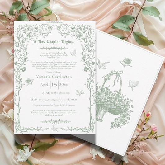 新しい章が始まる ヴィンテージ エレガント ベビーシャワー 招待状