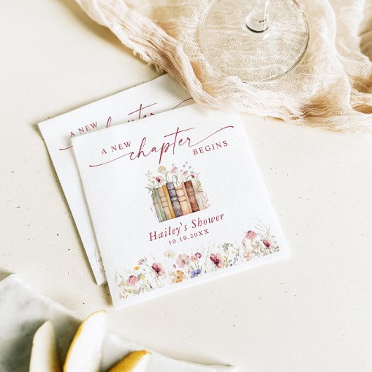 新しい章が始まる,本のテーマブライダルシャワー スタンダードカクテルナプキン