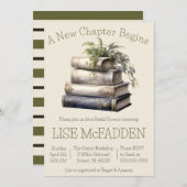 新しい章が始まる,本のテーマブライダルシャワー 招待状 (正面/裏面)