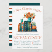 新しい章が始まる，本のテーマブライダルシャワー 招待状 (正面/裏面)