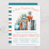 新しい章が始まる,本のテーマブライダルシャワー 招待状 (正面/裏面)