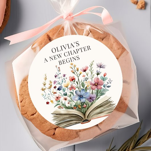 新しい章が始まる 本のベイビーシャワーステッカー ラウンドシール