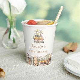 新しい章が始まる 本の赤ちゃんシャワー 紙コップ