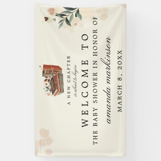 新しい章が始まろうとしている赤ちゃんシャワーへようこそ 横断幕 (縦)