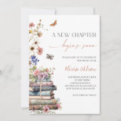 「新しい章が近く始まる」ブライダルシャワーパーティー 招待状 (正面)