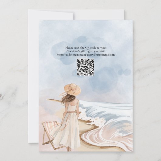 新しい章がQRコードブライダルシャワーを開始 招待状 (裏面)