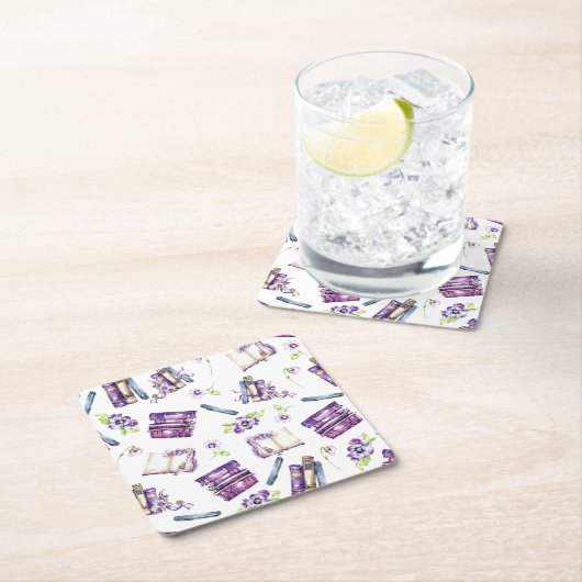 新しい章のシャワーのための本をテーマにした紙コースター スクエアペーパーコースター (インサイチュ)